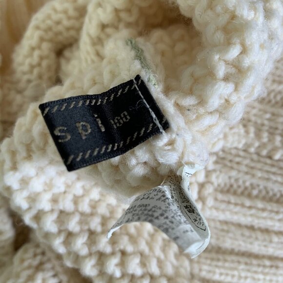 Now Caspi Chunky Cable Knit Cream Turtleneck Sweater Wool Blend L Cozy Winter - Picture 6 of 8